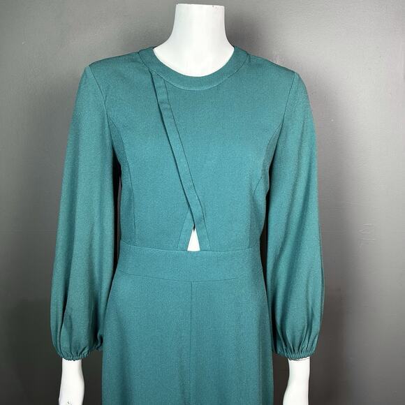 Tibi Dress‎ Size 6 Savana Cutout Crepe Mini Long Sleeve Cypella Teal Green - Picture 3 of 12